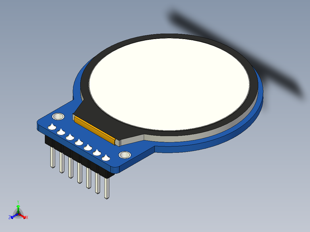 1.28 英寸圆形 TFT LCD 显示屏4 线 SPI 接口正等轴测图