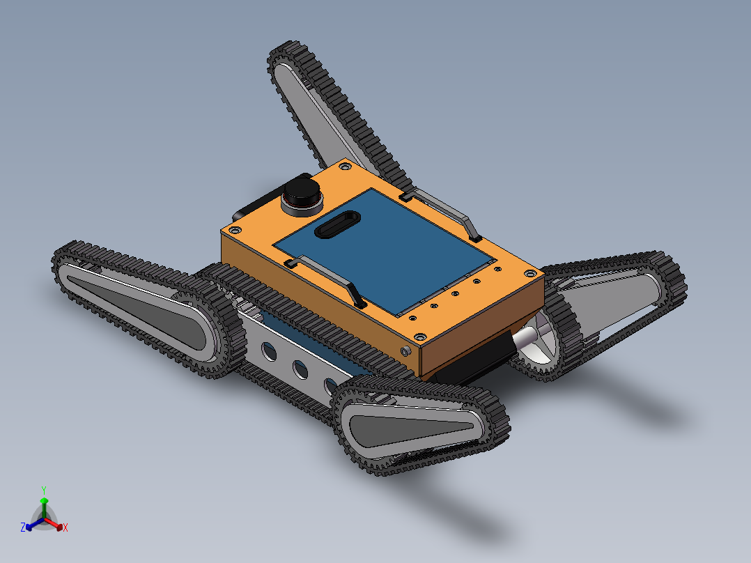极限地形爬楼梯履带车正等轴测图