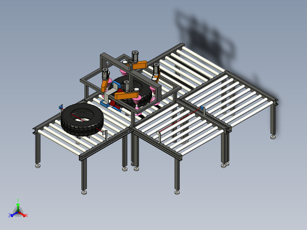 轮胎QC检测线正等轴测图