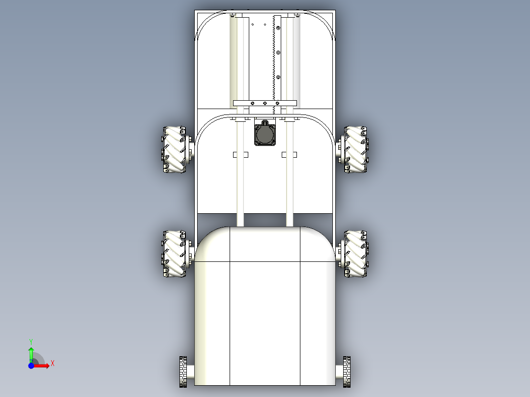 三级楼梯清洁机三维SW模型前视图
