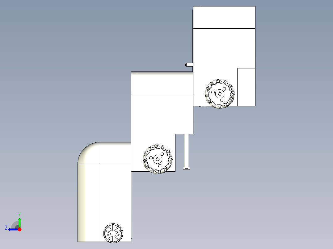 三级楼梯清洁机三维SW模型右视图