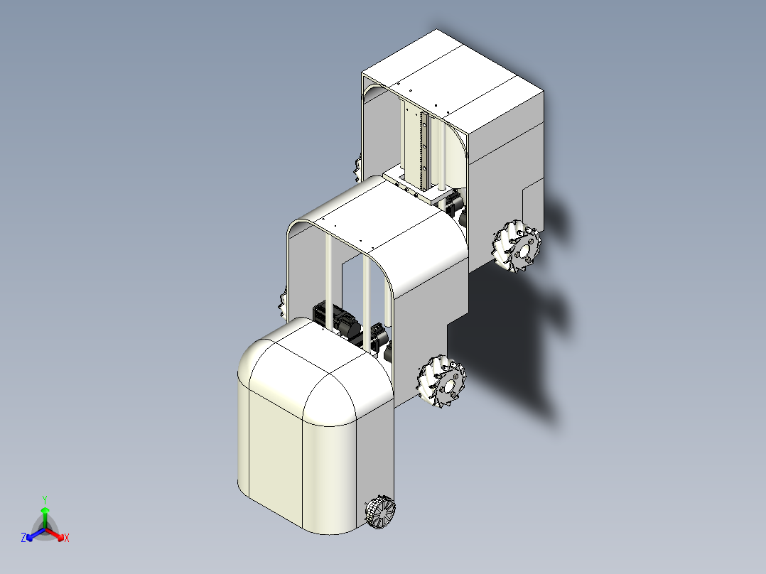 三级楼梯清洁机三维SW模型正等轴测图