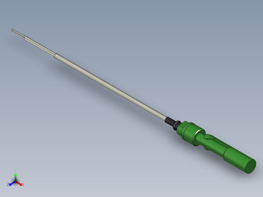 超声波设备-PP-BODY-CABLE-0.5in-NPT正等轴测图