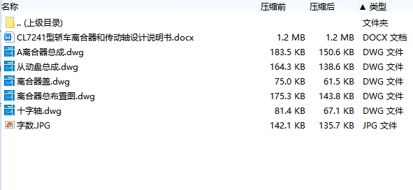 CL7241型轿车离合器和传动轴设计含5张CAD图