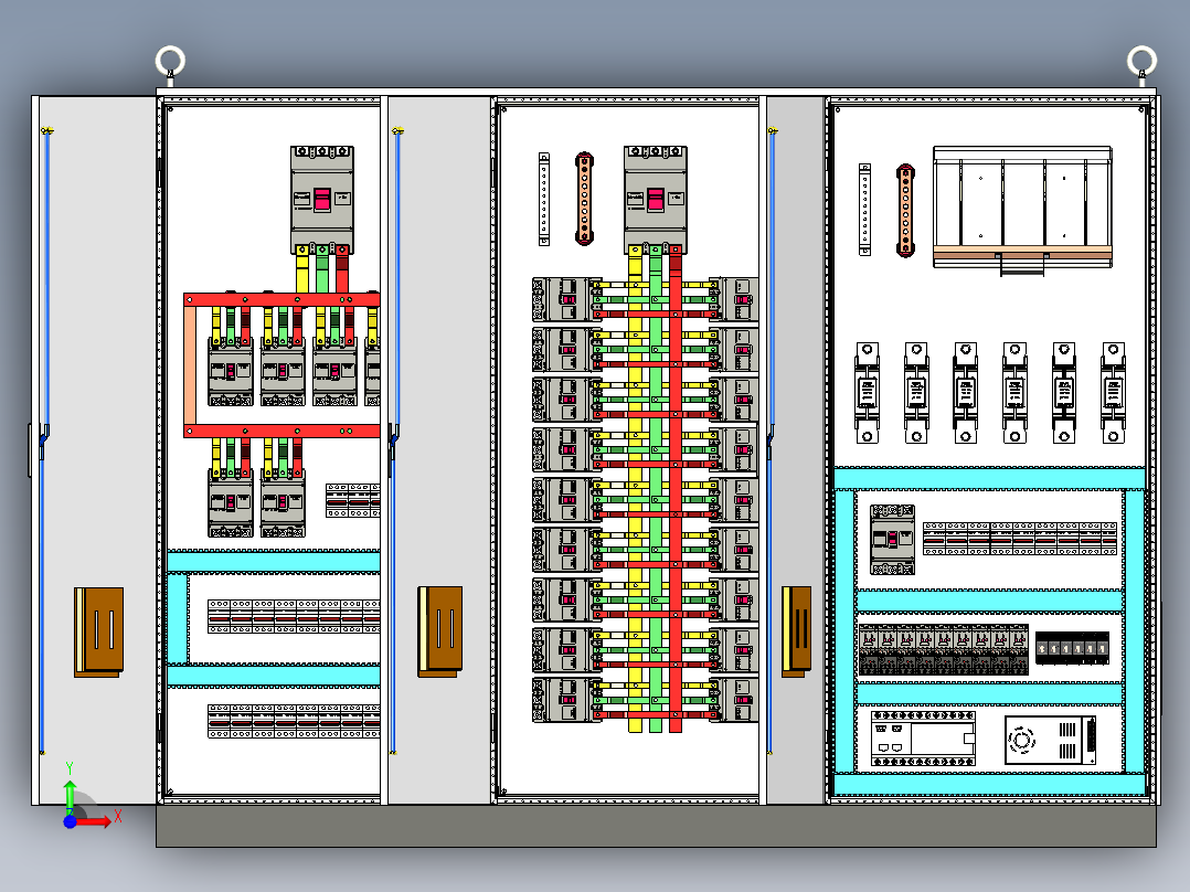 三柜组装630A刀开关plc控制柜 55490前视图