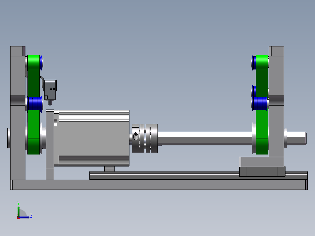 0.7米宽度可调双带输送机构左视图