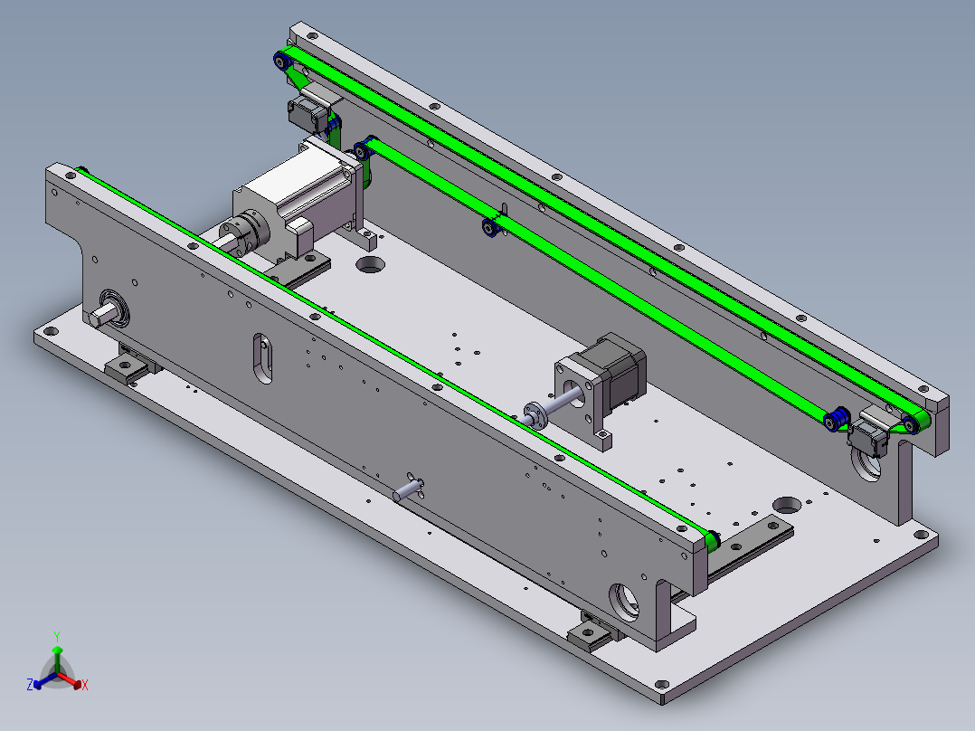 0.7米宽度可调双带输送机构正等轴测图