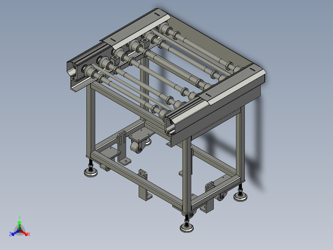 大众积放辊筒线-上料端正等轴测图