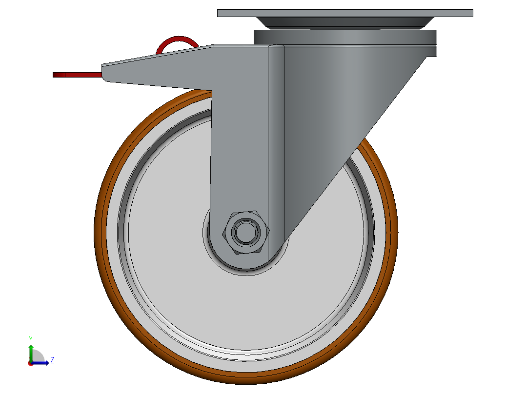 带刹车孔的D125mm固定旋转车轮脚轮左视图