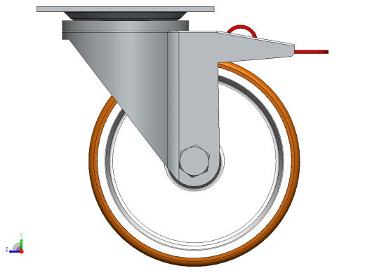 带刹车孔的D125mm固定旋转车轮脚轮右视缩略图