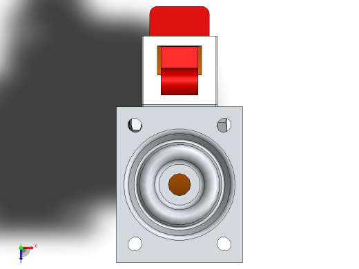 带刹车孔的D125mm固定旋转车轮脚轮俯视缩略图