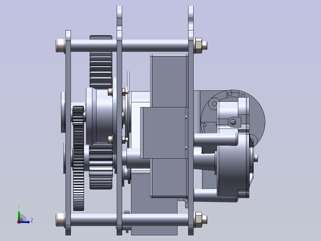 打印纸带传送系统3D模型左视图