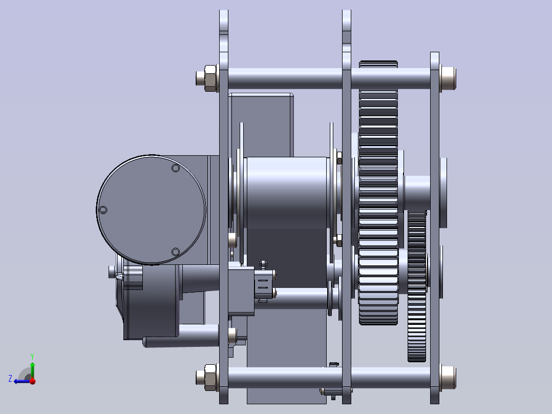 打印纸带传送系统3D模型右视图