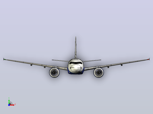 靛蓝空客飞机前视缩略图