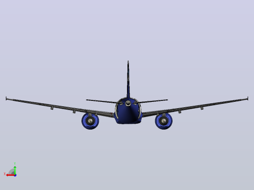 靛蓝空客飞机后视缩略图