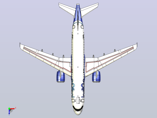 靛蓝空客飞机俯视缩略图