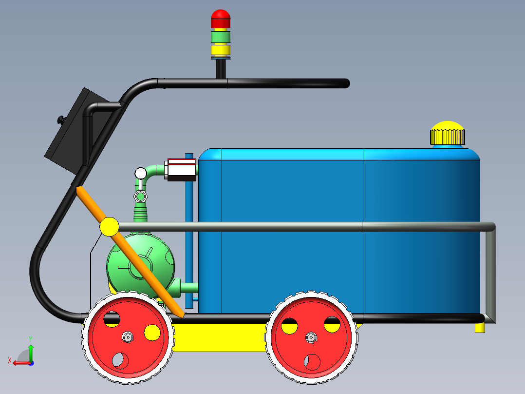 solidworks 卸货小车建模后视图