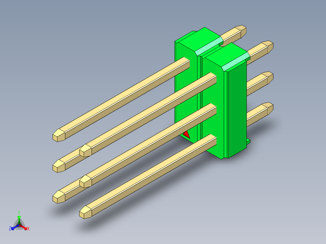 彩色公头100mil（2.54mm）系列-DS1021_green_3x02p_100mil_Type5_rev1.0主视图
