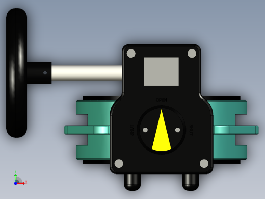 带手动手轮齿轮箱的INTERAPP蝶阀，蝶形对夹式阀门前视缩略图