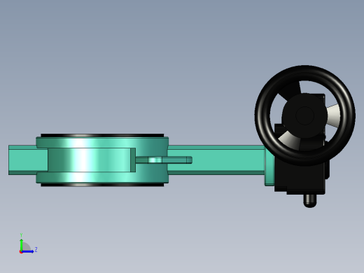 带手动手轮齿轮箱的INTERAPP蝶阀，蝶形对夹式阀门左视缩略图