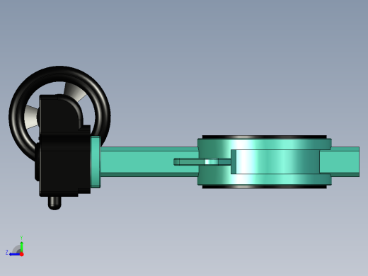 带手动手轮齿轮箱的INTERAPP蝶阀，蝶形对夹式阀门右视缩略图