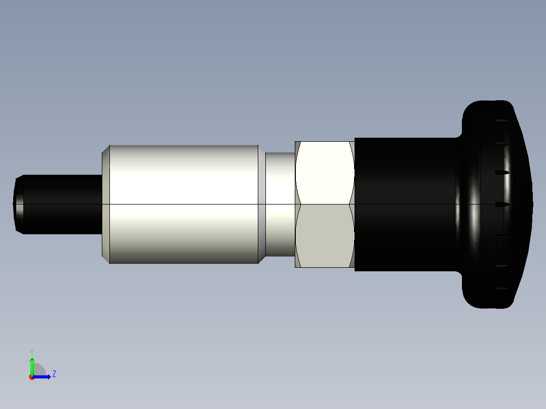 分割定位柱(有卡鎖)2211-3D多系列多零件图纸模型左视图