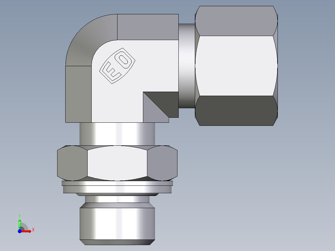 卡套式工业通用硬管接头EO_Adjustable_Locknut_elbow_WEE10ZSMCF前视图