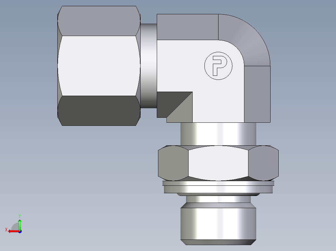 卡套式工业通用硬管接头EO_Adjustable_Locknut_elbow_WEE10ZSMCF后视图
