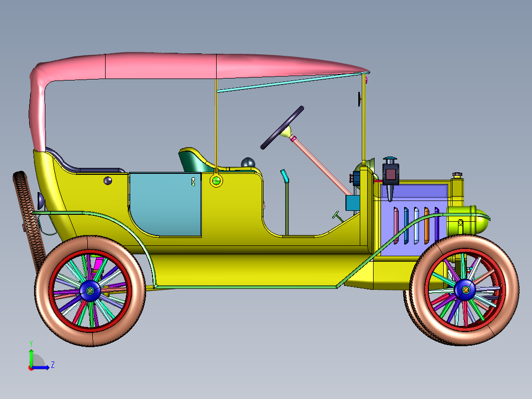 福特敞开老爷车左视图