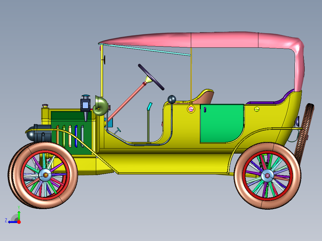 福特敞开老爷车右视图