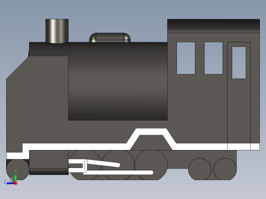 公园内蒸汽机车游乐设备的模型右视缩略图