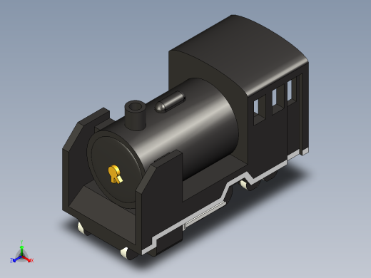 公园内蒸汽机车游乐设备的模型正等轴测缩略图