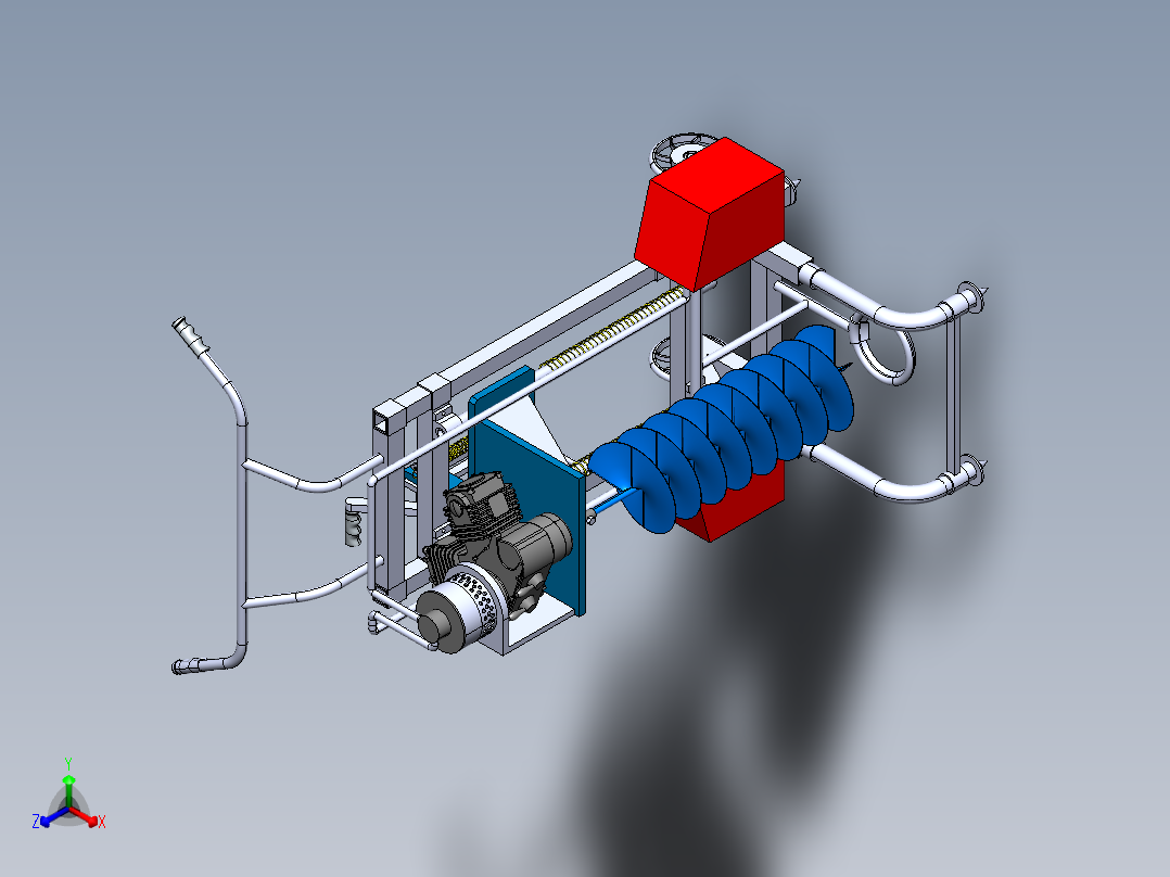 手推地钻正等轴测图