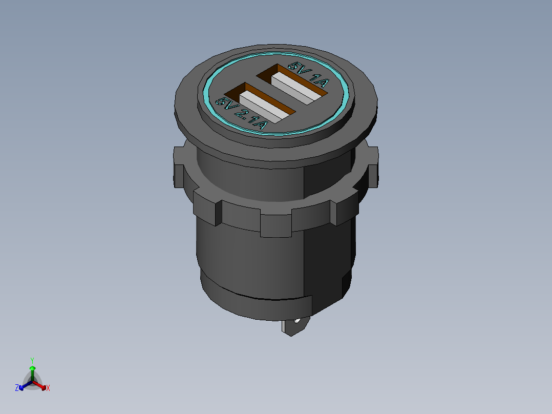 Usb车载充电器直流转换器正等轴测图