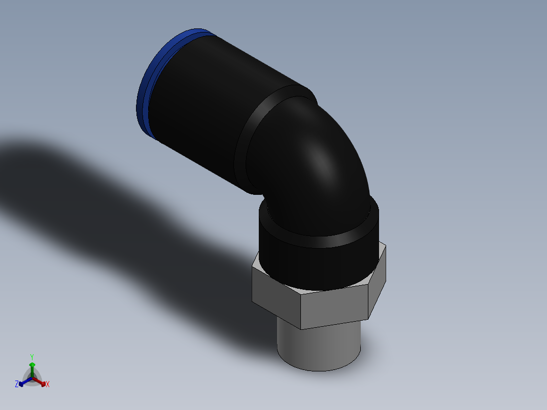 Ø8 x 1-8G COTOVELO 90° MACHO GIRAT. (C02470818)正等轴测图