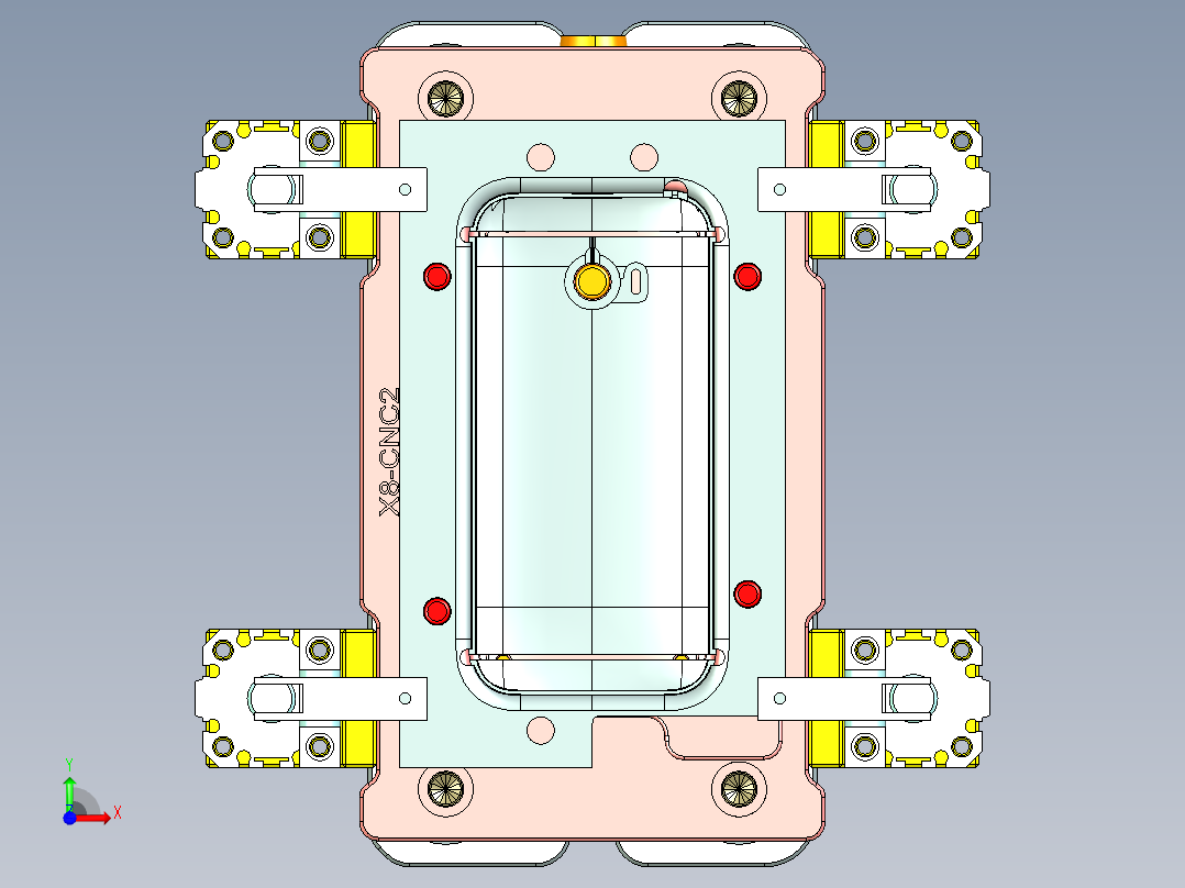 X8-笔记本CNC工装夹具三维模型CNC2前视图