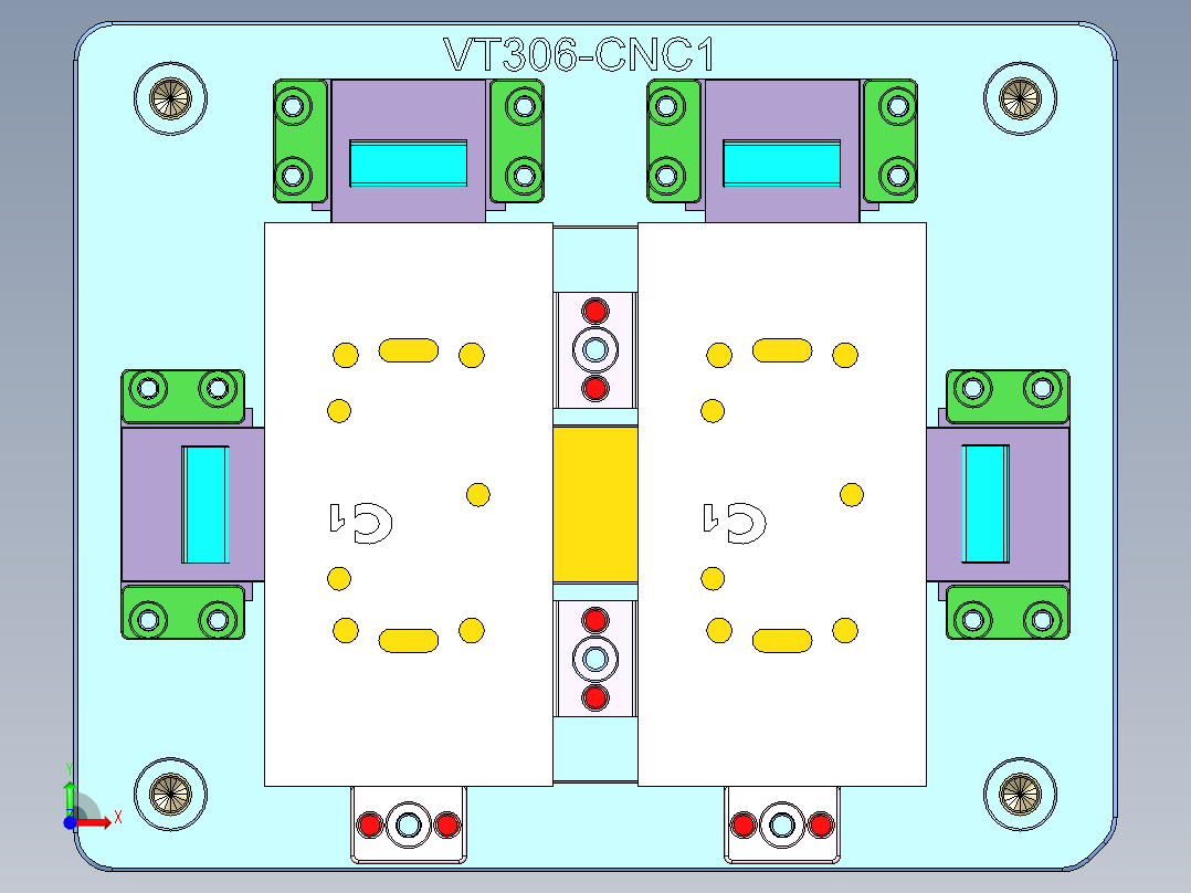 VT306-笔记本CNC工装夹具三维模型CNC1前视图