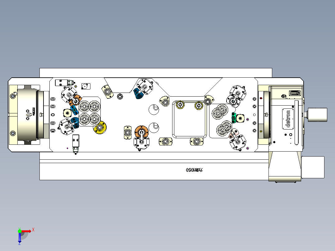 铝铸件液压四轴夹具俯视图