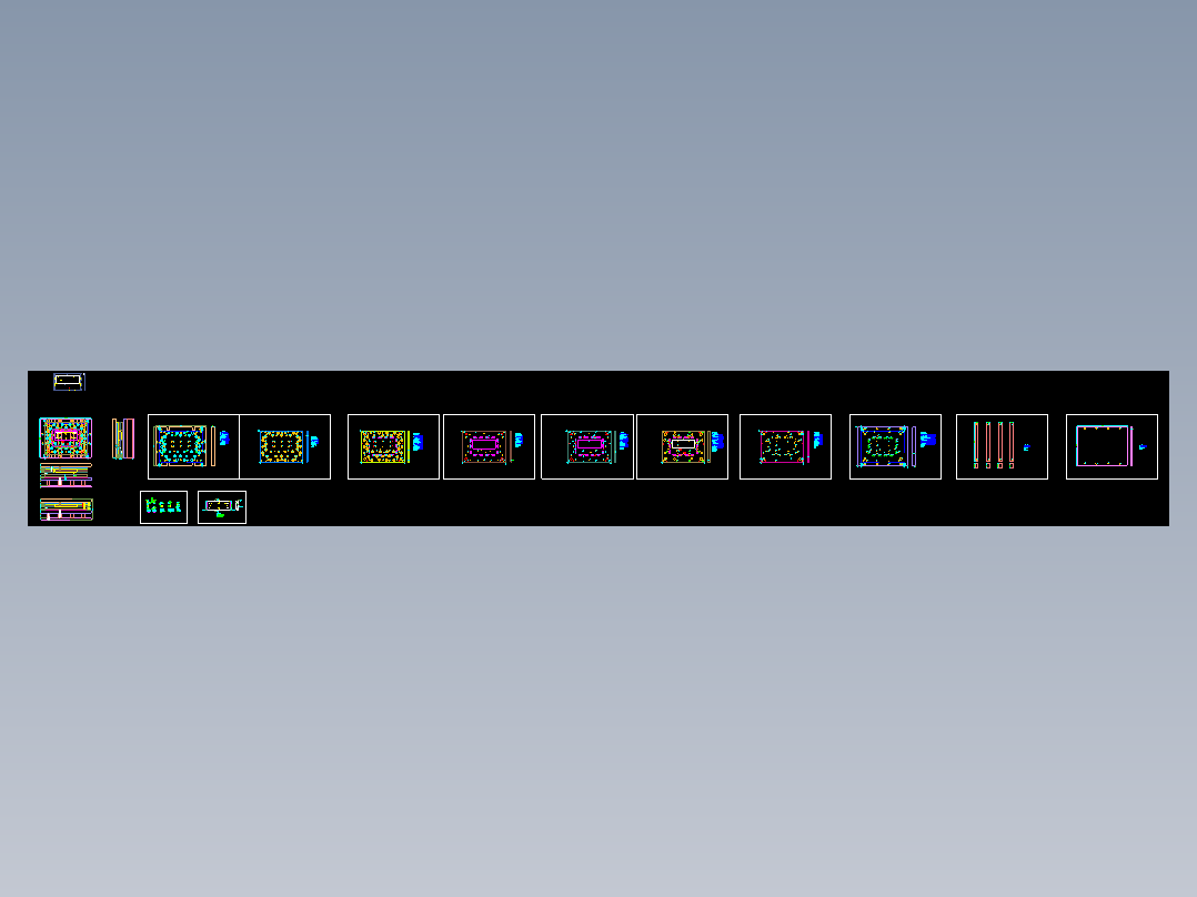笔记本C面金属外壳制造切角冲孔模具设计图