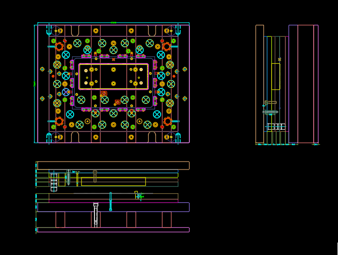笔记本C面金属外壳制造切角冲孔模具设计图