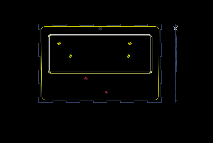 笔记本C面金属外壳制造切角冲孔模具设计图