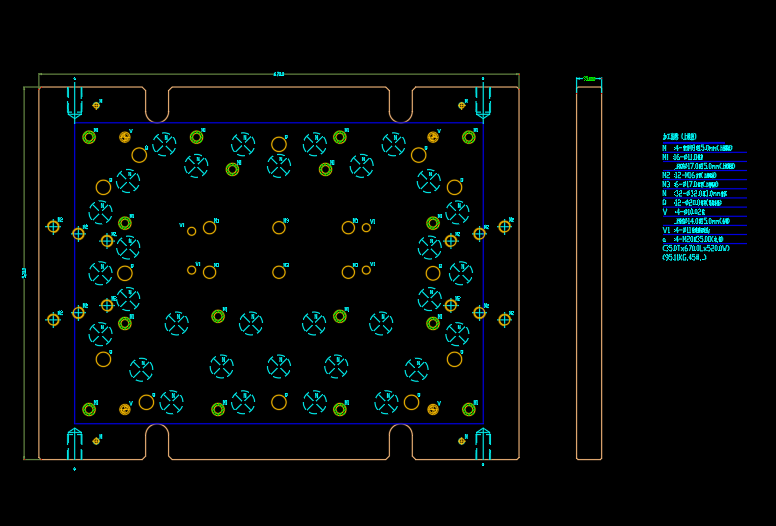 笔记本C面金属外壳制造切角冲孔模具设计图