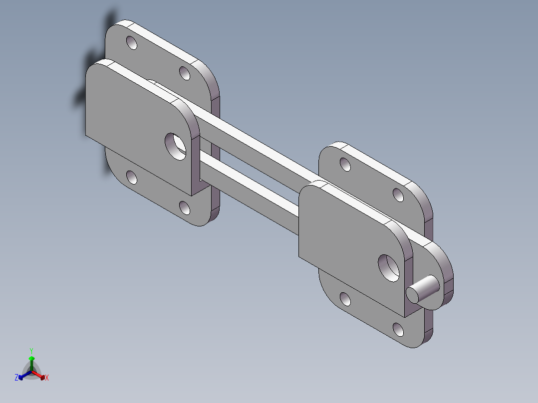 门闩锁正等轴测图