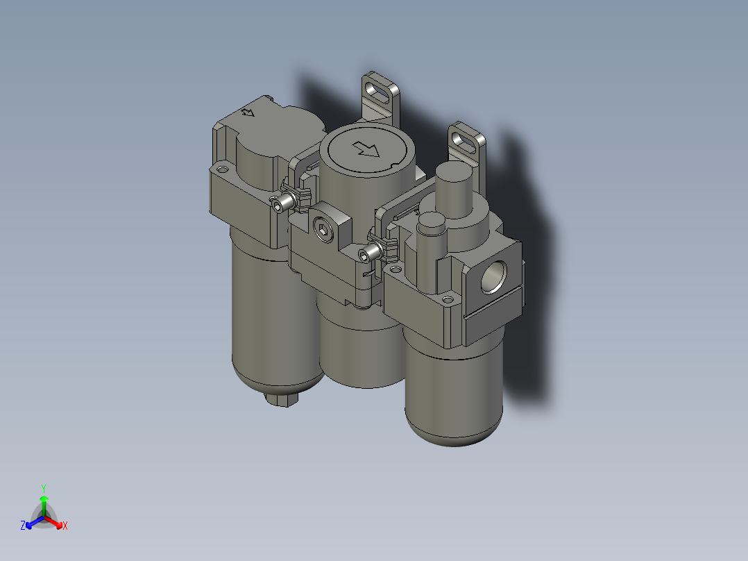 AC20-02C-A-三联件-SMC正等轴测图
