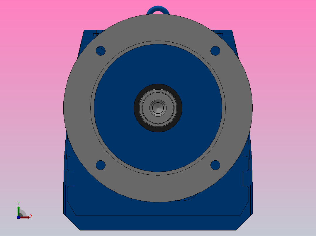 RF97法兰轴伸式安装斜齿轮减速机RF97-Y0.75-4P-80-M1-0°-Φ350前视图