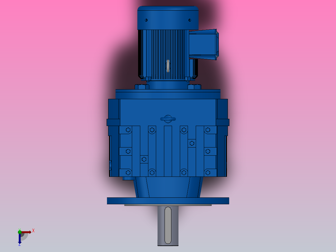 RF97法兰轴伸式安装斜齿轮减速机RF97-Y0.75-4P-80-M1-0°-Φ350俯视图