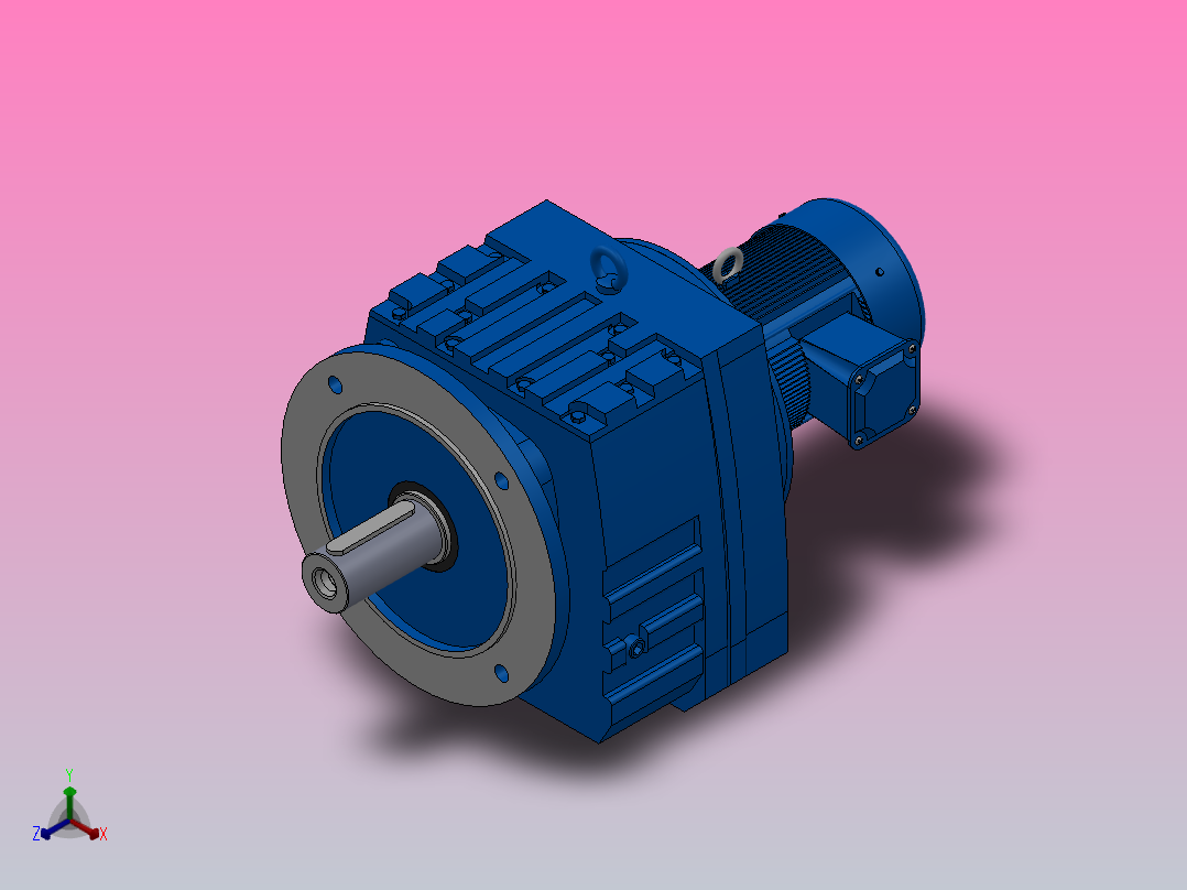 RF97法兰轴伸式安装斜齿轮减速机RF97-Y0.75-4P-80-M1-0°-Φ350正等轴测图