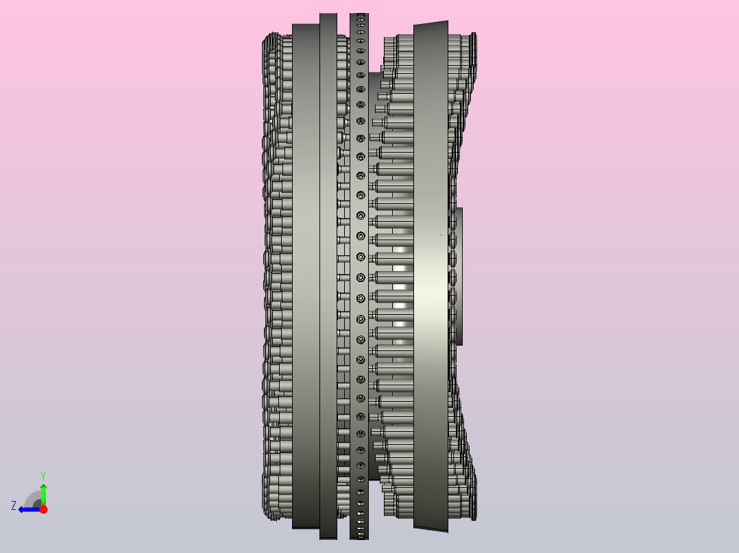 旋转式压片机（相当复杂的机械设备）右视图