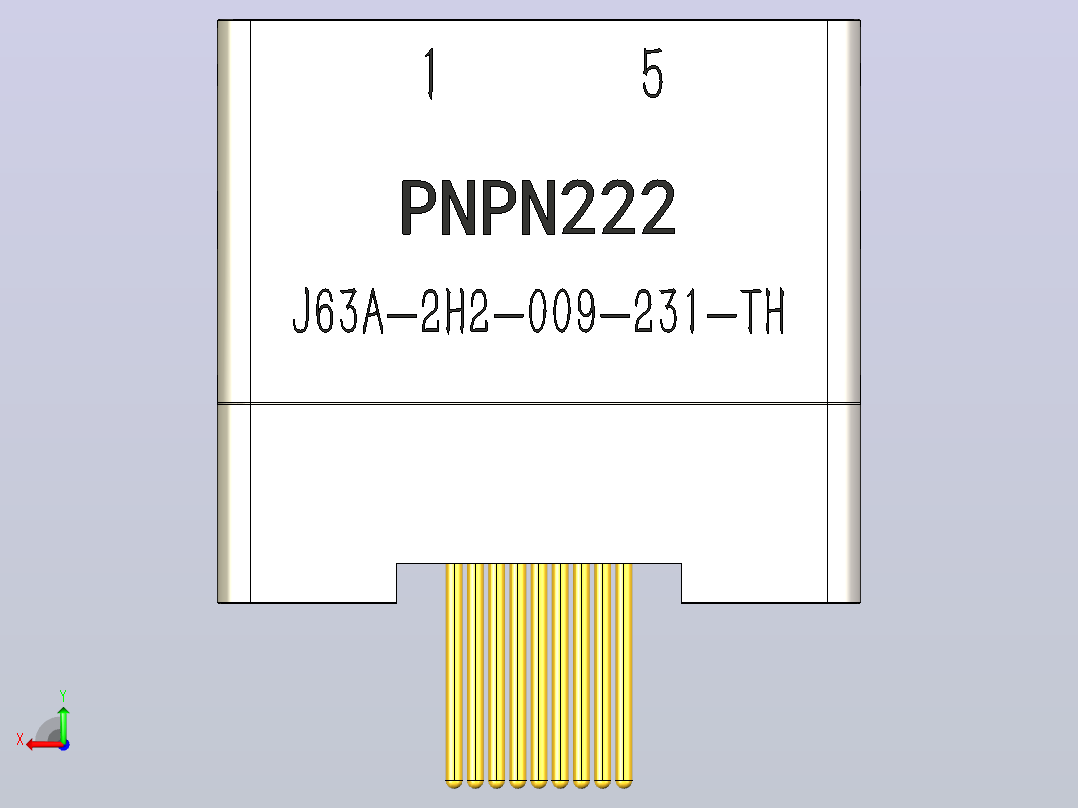 J63A系列微型螺纹紧固垂直安装PCB连接器，插座后视图