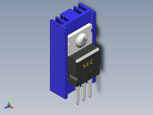 LM7805蓝色散热器25 x 12 6 x 6 5 mm孔18 3mm螺丝固定.stp